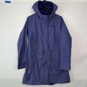 The North Face Long Tie Waist Full Zip Jacket Womens Size Medium Purple Hooded